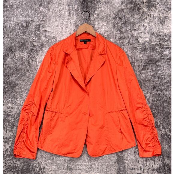 Lafayette 148 Jacket 12 Womens Orange Nylon Ruched Sleeve Blazer - Picture 1 of 8